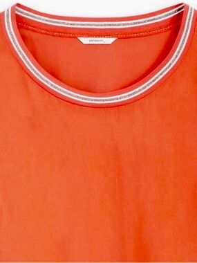 Sandwich Cap-Sleeved Shell Top w Bronze Metallic Stripe